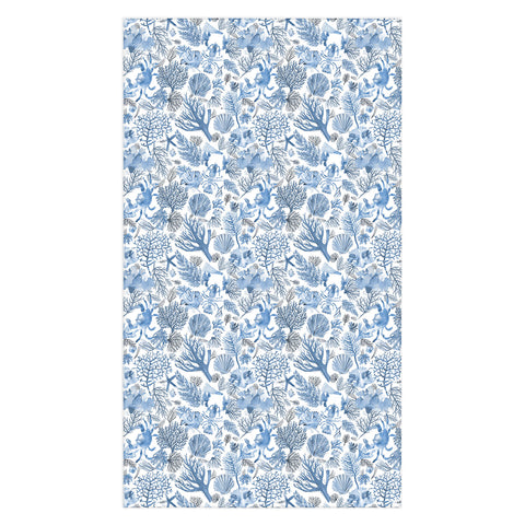 Ninola Design Coral Reef Crab Lobster Marine Coastal Blue Tablecloth