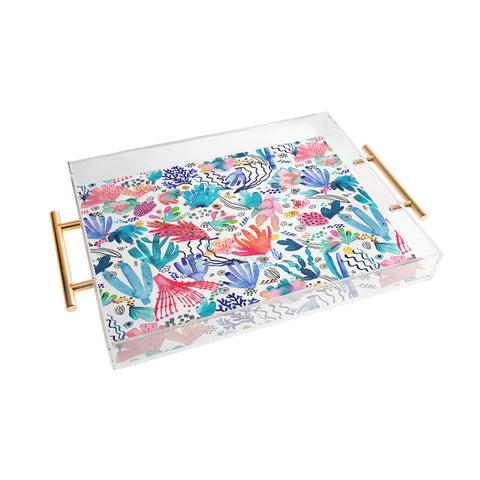 Ninola Design Coral Reef Watercolor Acrylic Tray