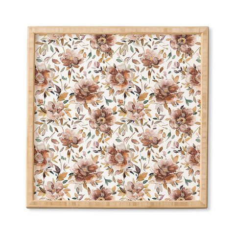 Ninola Design Cottage Peonies Watercolor Rust Framed Wall Art