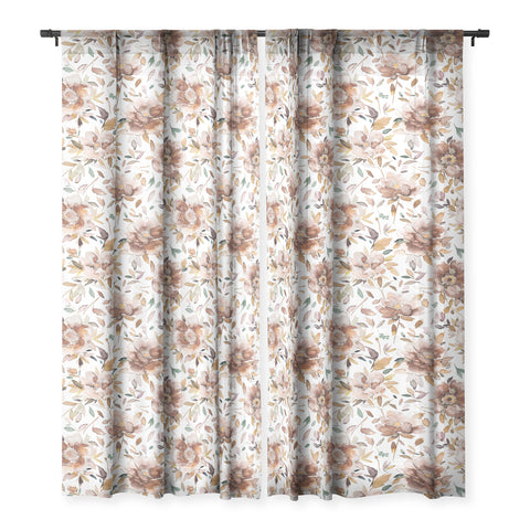 Ninola Design Cottage Peonies Watercolor Rust Sheer Non Repeat