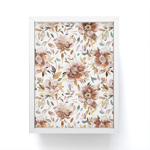 Ninola Design Cottage Peonies Watercolor Rust Framed Mini Art Print