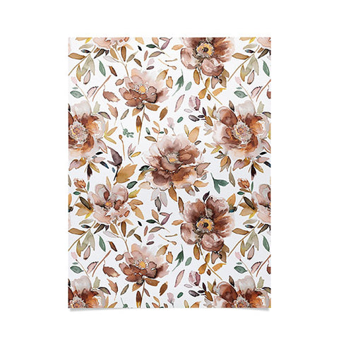 Ninola Design Cottage Peonies Watercolor Rust Poster