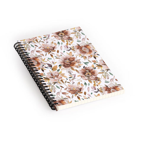 Ninola Design Cottage Peonies Watercolor Rust Spiral Notebook