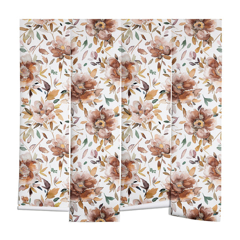 Ninola Design Cottage Peonies Watercolor Rust Wall Mural