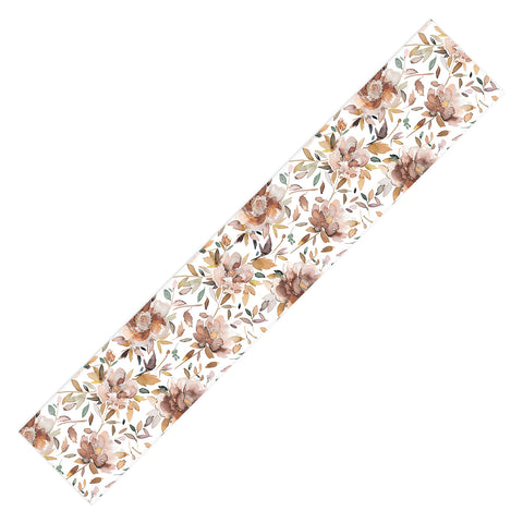 Ninola Design Cottage Peonies Watercolor Rust Table Runner