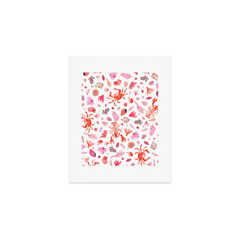 Ninola Design Crabs Lobsters Coastal Coral Reef Red Art Print
