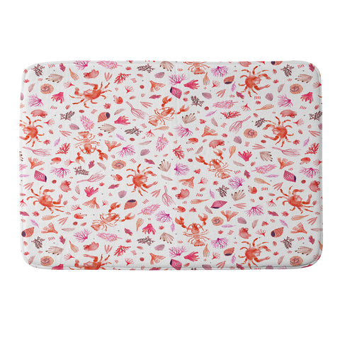 Ninola Design Crabs Lobsters Coastal Coral Reef Red Memory Foam Bath Mat