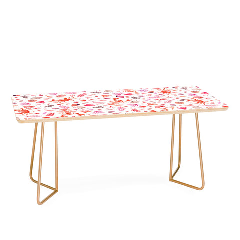 Ninola Design Crabs Lobsters Coastal Coral Reef Red Coffee Table