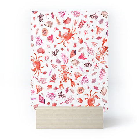 Ninola Design Crabs Lobsters Coastal Coral Reef Red Mini Art Print