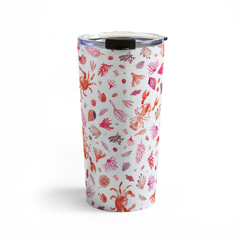 Ninola Design Crabs Lobsters Coastal Coral Reef Red Travel Mug