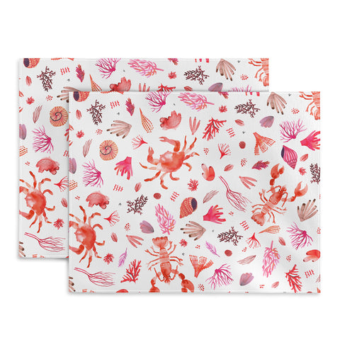 Ninola Design Crabs Lobsters Coastal Coral Reef Red Placemat