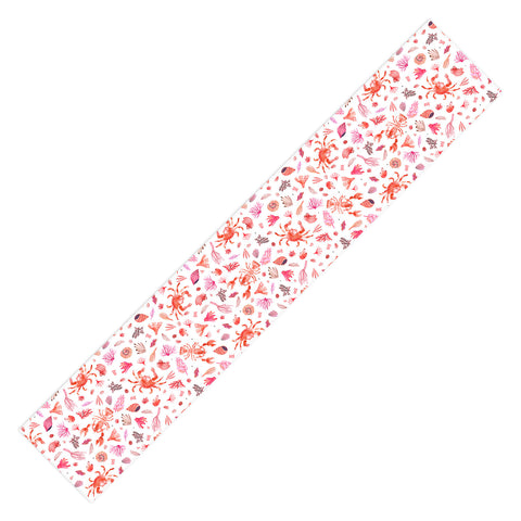 Ninola Design Crabs Lobsters Coastal Coral Reef Red Table Runner