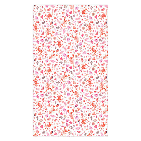 Ninola Design Crabs Lobsters Coastal Coral Reef Red Tablecloth