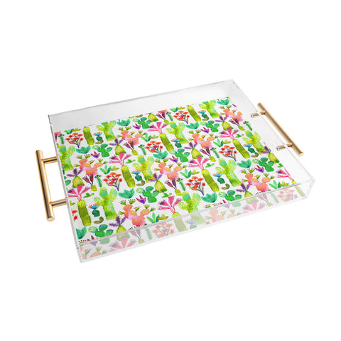 Ninola Design Cute and green cacti garden plants Acrylic Tray