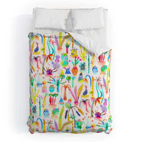 Ninola Design Cute and Imaginary Lush Garden Plants Duvet Cover
