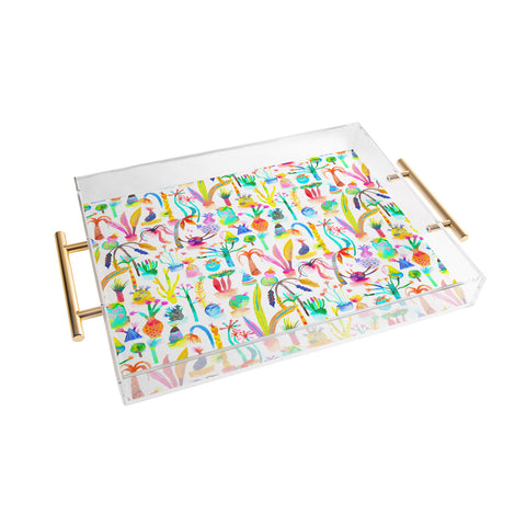 Ninola Design Cute and Imaginary Lush Garden Plants Acrylic Tray