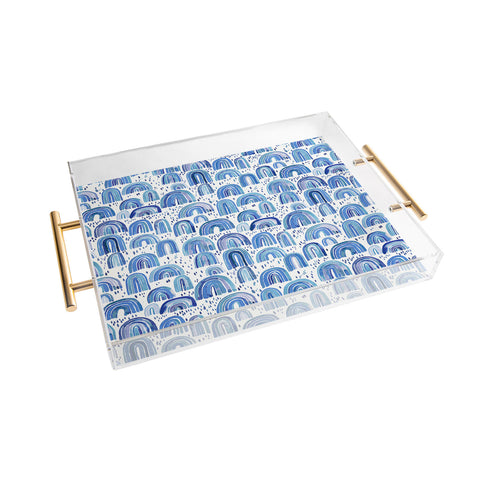 Ninola Design Cute Blue Rainbows Acrylic Tray