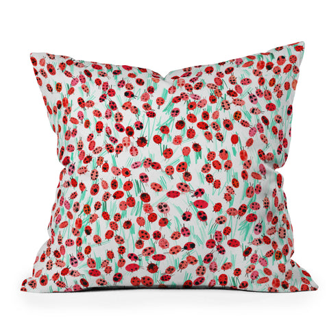 Ninola Design Cute Spring Ladybugs Outdoor Throw Pillow