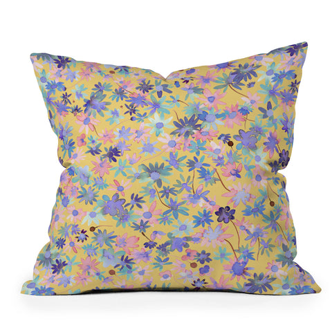 Ninola Design Daisies Spring Yellow Outdoor Throw Pillow