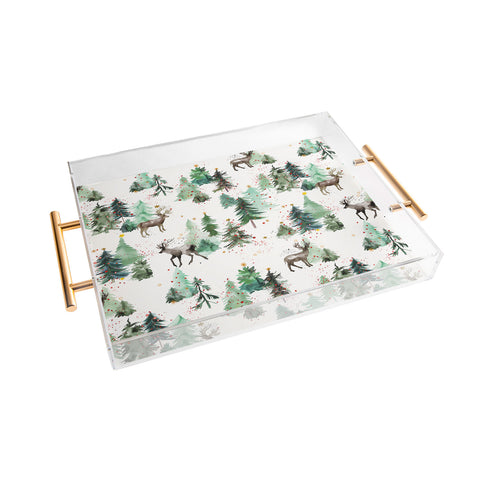 Ninola Design Deers and Christmas trees Acrylic Tray