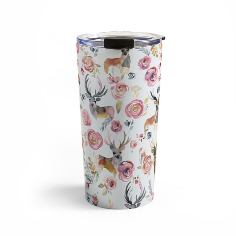 Ninola Design Deers and flowers Rustic white Travel Mug