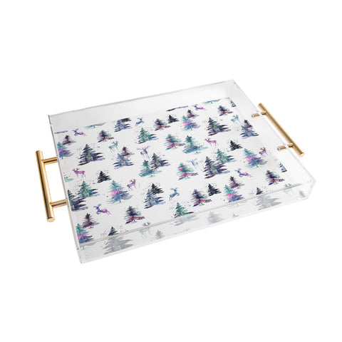 Ninola Design Deers and trees forest Pastel Acrylic Tray