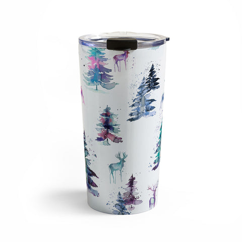 Ninola Design Deers and trees forest Pastel Travel Mug