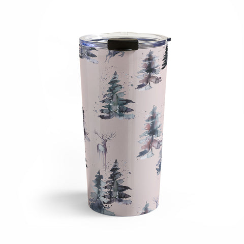 Ninola Design Deers and trees forest Pink Travel Mug