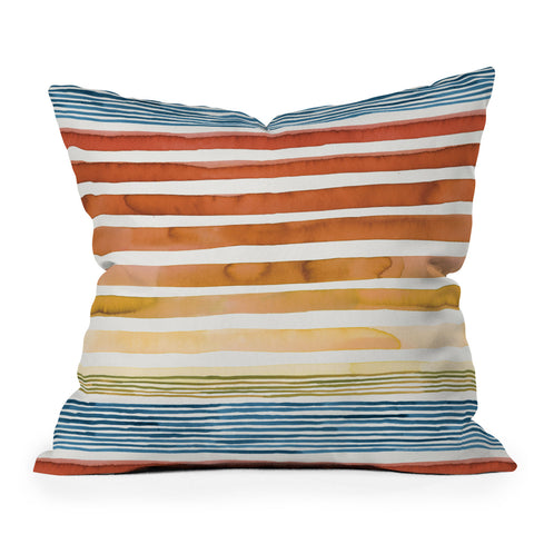 Ninola Design Desert sunset stripes Outdoor Throw Pillow