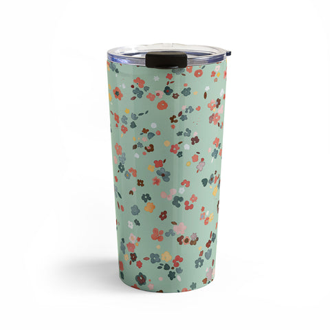 Ninola Design Ditsy flowers Green Travel Mug