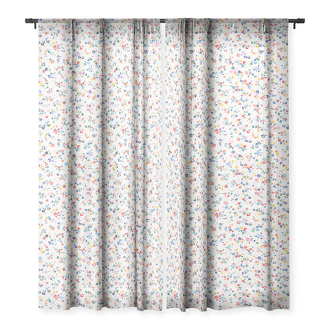 Ninola Design Ditsy Flowers Perennial Multi Sheer Window Curtain