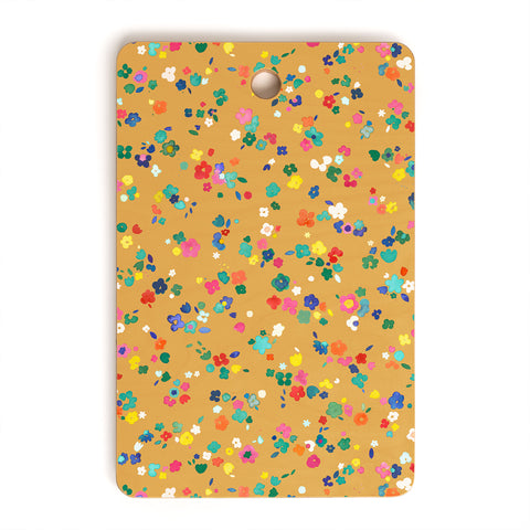 Ninola Design Ditsy Flowers Perennial Mustard Cutting Board Rectangle
