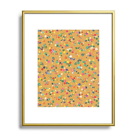 Ninola Design Ditsy Flowers Perennial Mustard Metal Framed Art Print