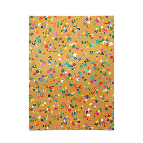 Ninola Design Ditsy Flowers Perennial Mustard Poster