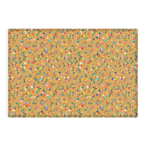 Ninola Design Ditsy Flowers Perennial Mustard Outdoor Rug