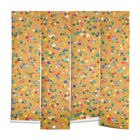 Ninola Design Ditsy Flowers Perennial Mustard Wall Mural