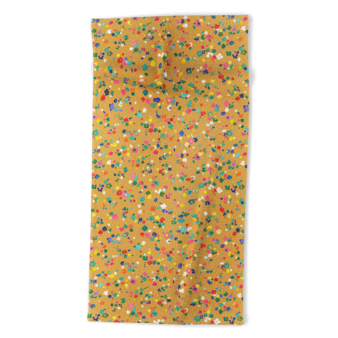 Ninola Design Ditsy Flowers Perennial Mustard Beach Towel