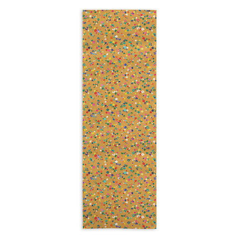 Ninola Design Ditsy Flowers Perennial Mustard Yoga Towel