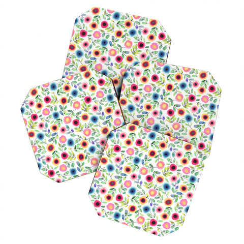 Ninola Design Dots Flowers Perennial Red Coaster Set