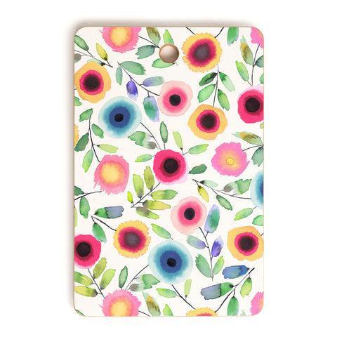 Ninola Design Dots Flowers Perennial Red Cutting Board Rectangle