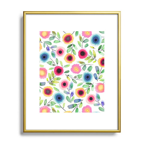 Ninola Design Dots Flowers Perennial Red Metal Framed Art Print