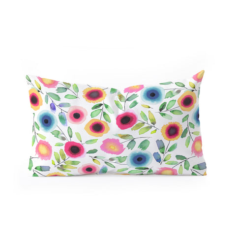 Ninola Design Dots Flowers Perennial Red Oblong Throw Pillow