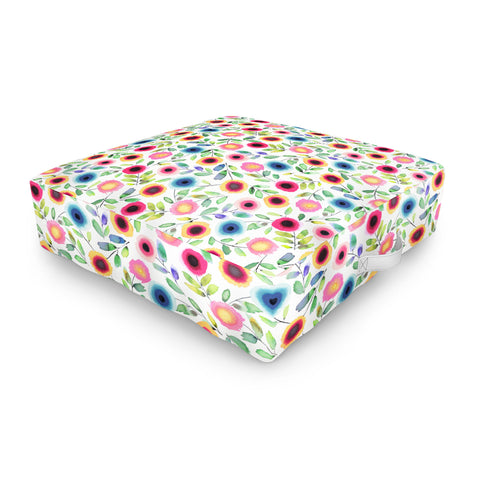 Ninola Design Dots Flowers Perennial Red Outdoor Floor Cushion