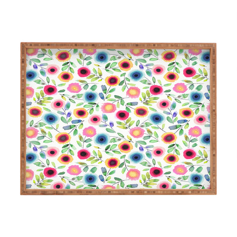Ninola Design Dots Flowers Perennial Red Rectangular Tray