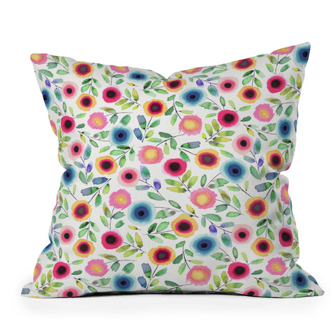 Ninola Design Dots Flowers Perennial Red Throw Pillow