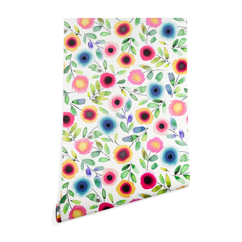 Ninola Design Dots Flowers Perennial Red Wallpaper