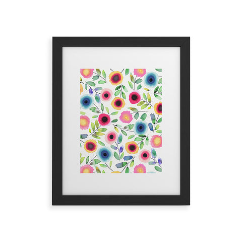 Ninola Design Dots Flowers Perennial Red Framed Art Print