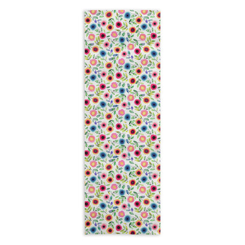 Ninola Design Dots Flowers Perennial Red Yoga Towel