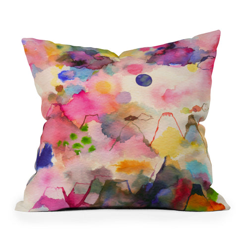 Ninola Design Dreamy imaginary mountains landscape Outdoor Throw Pillow