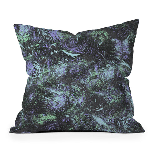 Ninola Design Dripping Splatter Purple Outdoor Throw Pillow